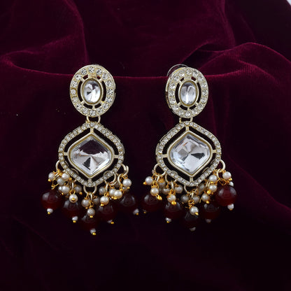 Elegante Kundan-Ohrringe in Kastanienbraun für Hochzeiten, Partys und traditionelle Schmuckstile