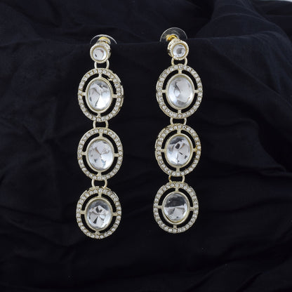 Classic White Color Kundan Earrings Perfect for Weddings, Parties, and Cultural Occasions