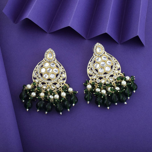 Green Color Kundan Earrings