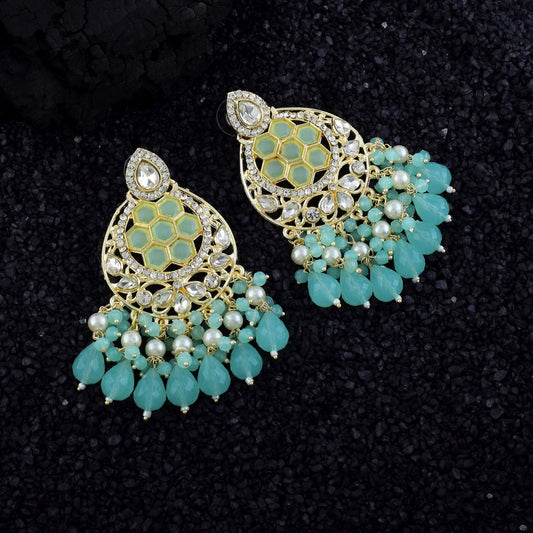 Light Green Color Kundan Earrings