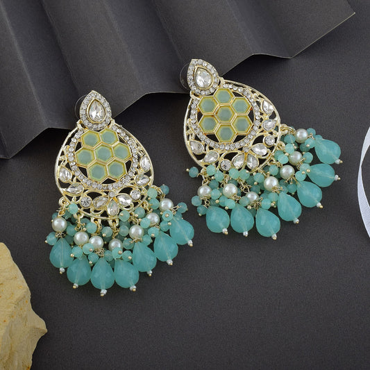 Light Green Color Kundan Earrings