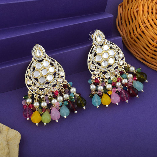 Multi Color Kundan Earrings