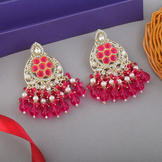 Rani Color Kundan Earrings