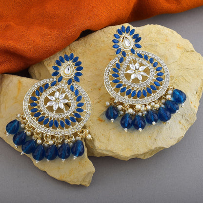 Blue Color Kundan Earrings