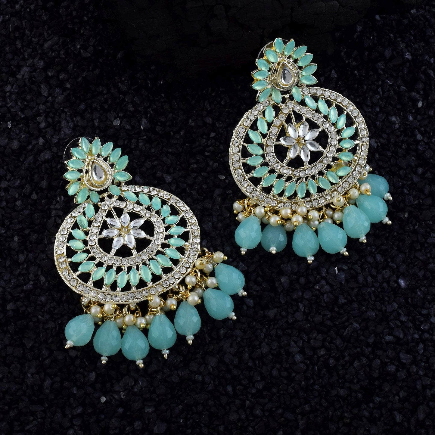Light Green Color Kundan Earrings
