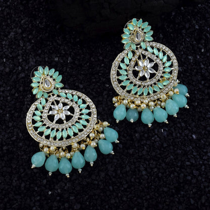 Light Green Color Kundan Earrings