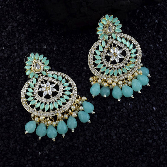 Light Green Color Kundan Earrings