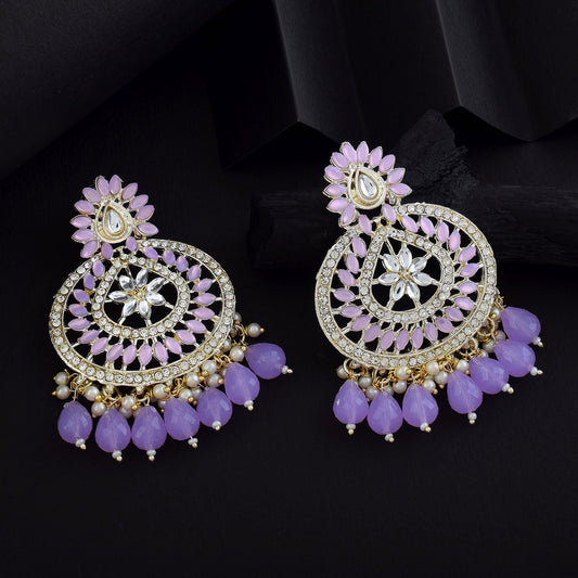 Light Purple Color Kundan Earrings