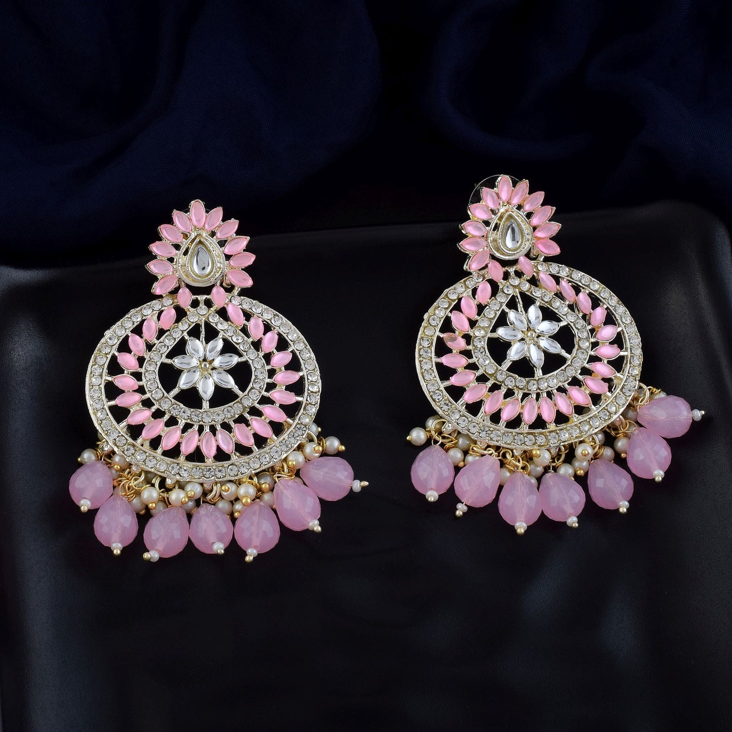 Kundan Ohrringe in Rosa