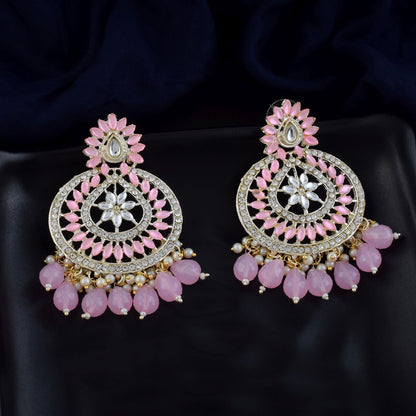 Kundan Ohrringe in Rosa
