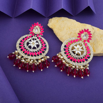Rani Color Kundan Earrings