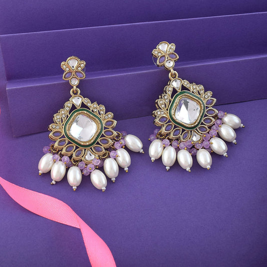 Hellviolette Kundan Ohrringe