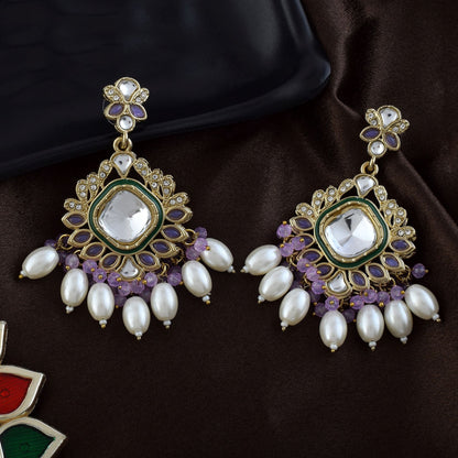 Hellviolette Kundan Ohrringe