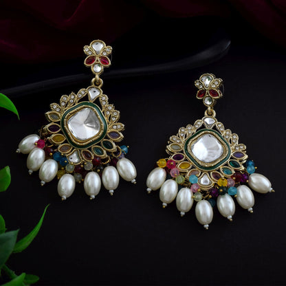 Multi Color Kundan Earrings
