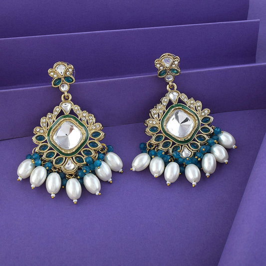 Kundan-Ohrringe in grüner Rama-Farbe