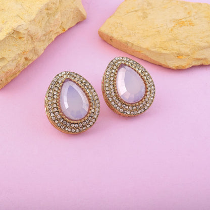 Hellviolette Kundan Ohrstecker