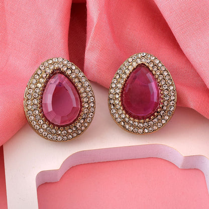 Rosafarbene Kundan-Ohrstecker