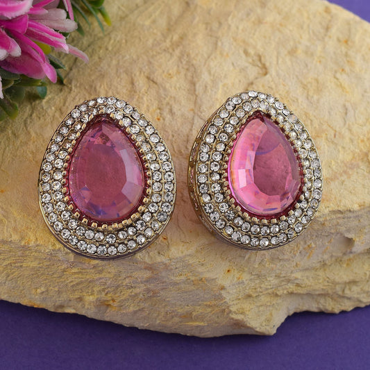 Rosafarbene Kundan-Ohrstecker