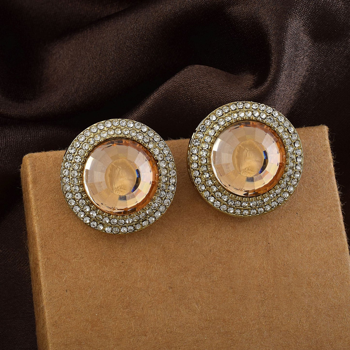 Gold Color Stud Kundan Earrings