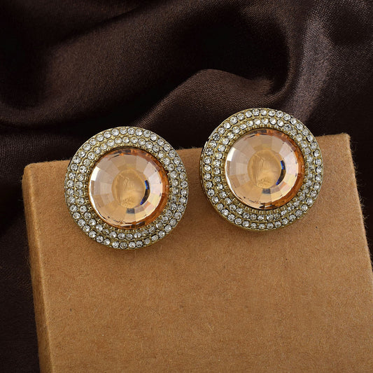 Gold Color Stud Kundan Earrings
