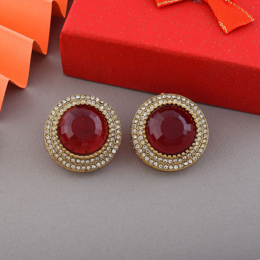 Kastanienbraune Kundan-Ohrstecker