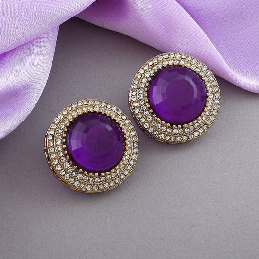 Lilafarbene Kundan-Ohrstecker