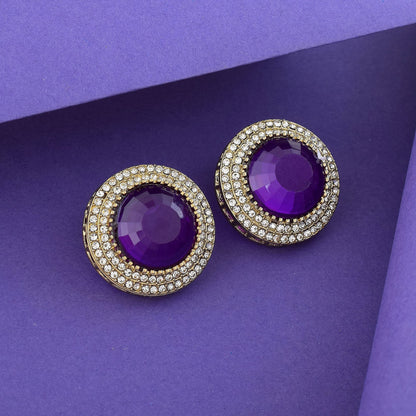 Lilafarbene Kundan-Ohrstecker