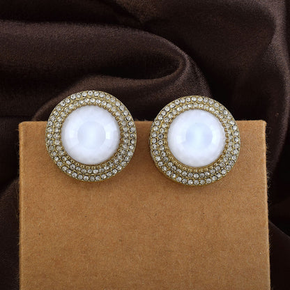 Weiße Kundan Ohrstecker