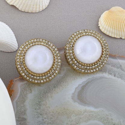 Weiße Kundan Ohrstecker
