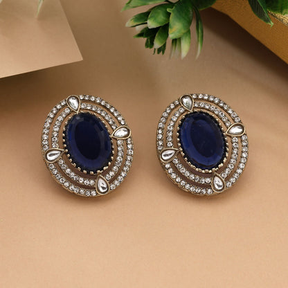 Stilvolle blaue Ohrstecker aus Kundan, ideal für Feste und Feiern