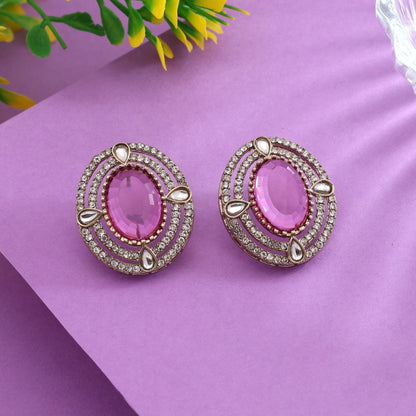 Königlich lila Kundan Ohrstecker für klassische indische Festtagskleidung