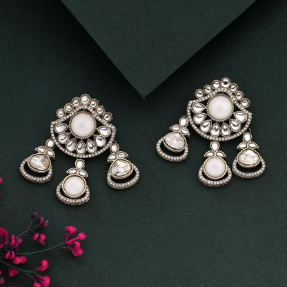 Classic White Color Kundan Earrings Perfect For Ethnic And Bridal Wear