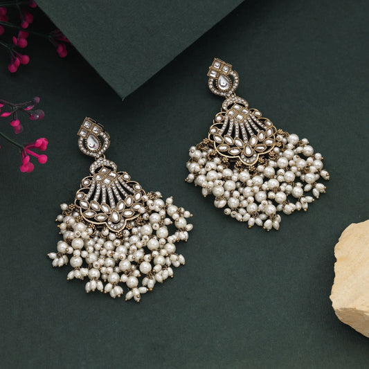 Stylish White Color Kundan Earrings For Festive And Everyday Wear
