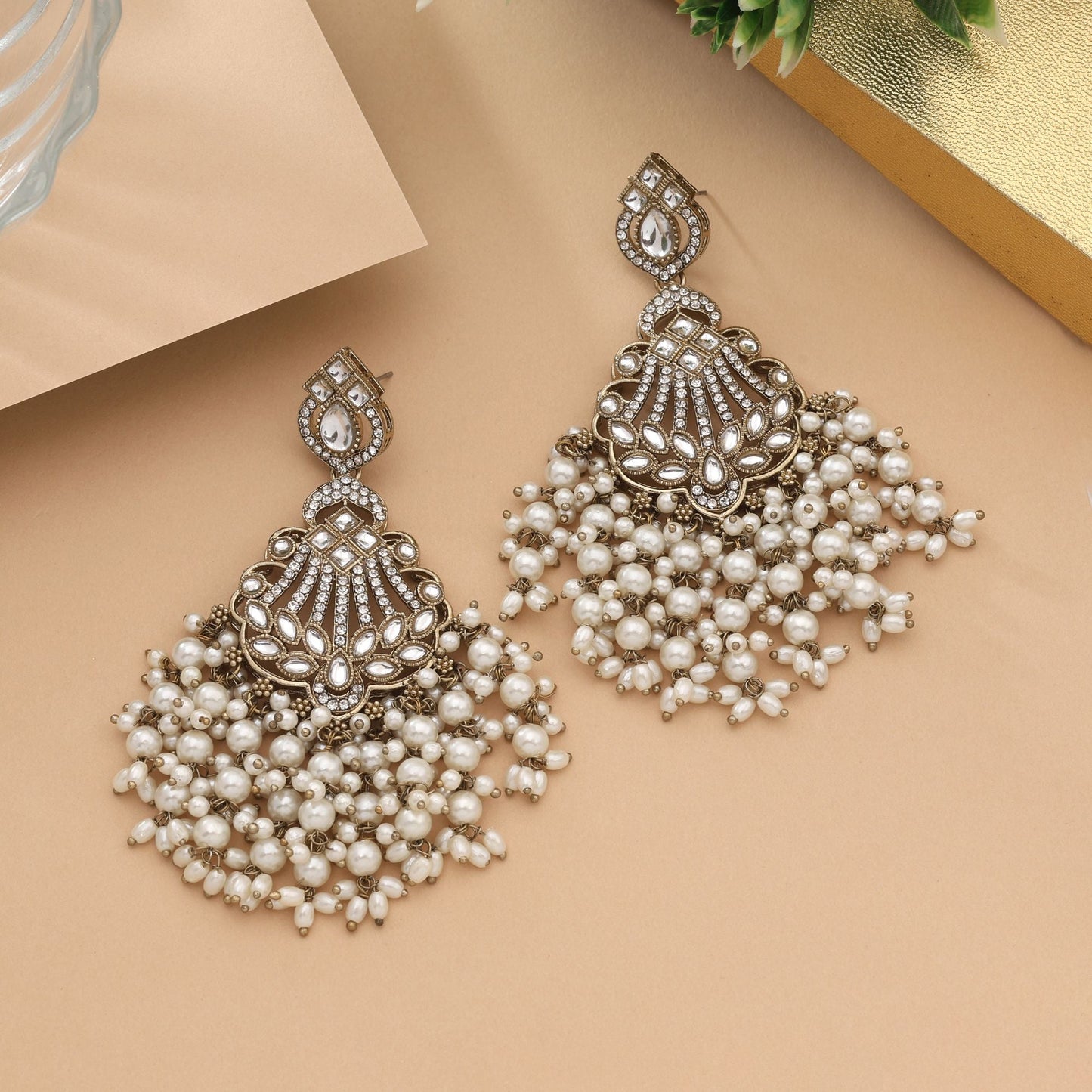 Stylish White Color Kundan Earrings For Festive And Everyday Wear