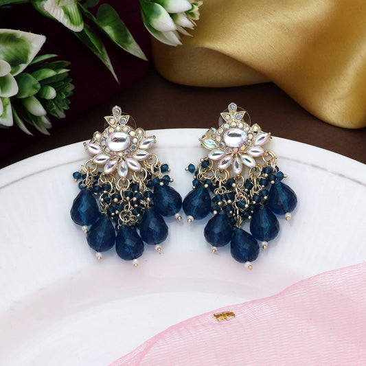 Tuerques Blaue Kundan Ohrringe mit königlichem traditionellem Stil und Glanz