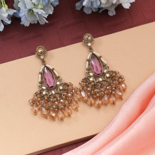 Light Purple Color Kundan Earrings With Beautiful Soft Tone Kundan Work For Stylish Looks