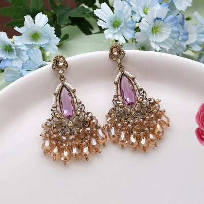 Light Purple Color Kundan Earrings With Beautiful Soft Tone Kundan Work For Stylish Looks