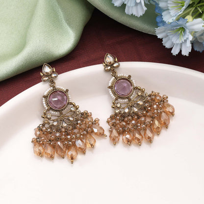 Light Purple Color Kundan Earrings Crafted With Soft Elegant Handmade Ethnic Kundan Detailing