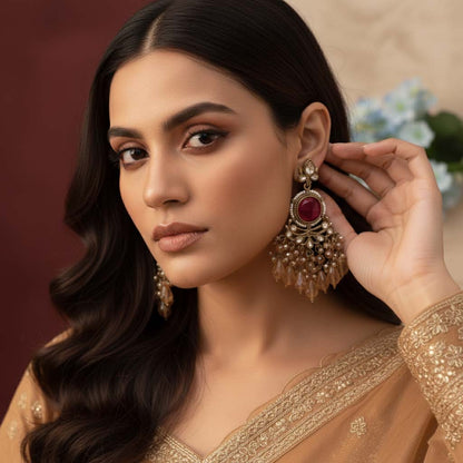 Rani Color Kundan Ohrringe mit eleganten, kräftigen Steinen für Hochzeiten und Feiern