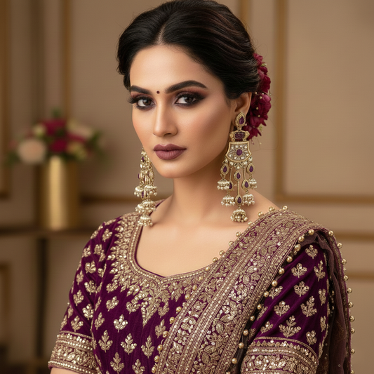 Purple Color Kundan Earrings Featuring Stunning Royal Look With Premium Kundan Craftwork