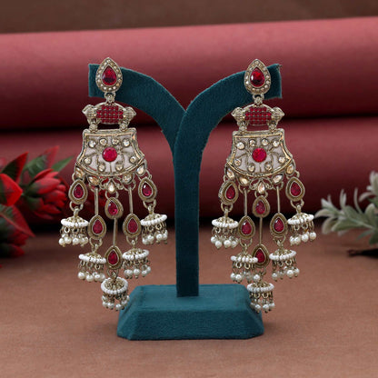 Rani Color Kundan Ohrringe mit wunderschönen leuchtenden traditionellen Steinen für Braut-Looks