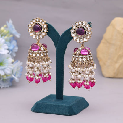 Rani Color Kundan Earrings Inspired By Royal Indian Jewellery Traditions