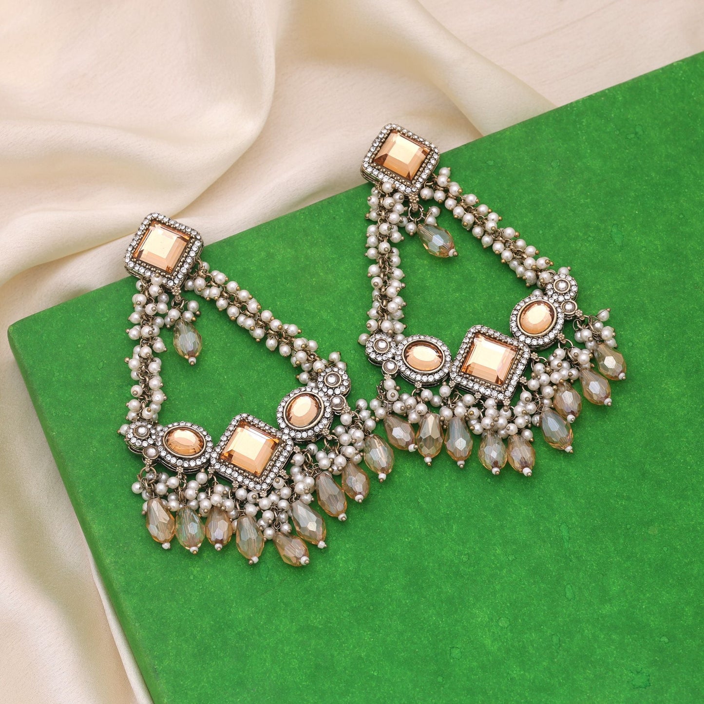 Gold Color Kundan Earrings Featuring Luxurious Shine And Ethnic Appeal