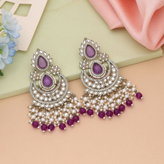 Purple Color Kundan Earrings Inspired By Royal Festive Jewellery Trends