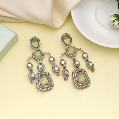 Pista Green Color Kundan Earrings Designed For Subtle Ethnic Elegance