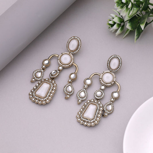 White Color Kundan Earrings Offering Timeless Ethnic Elegance
