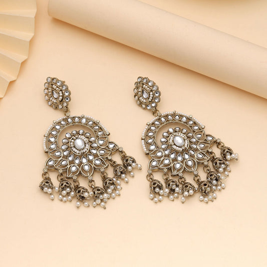 White Color Kundan Earrings Inspired By Classic Indian Jewellery