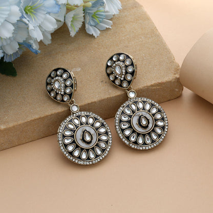 Schwarze Meena-Arbeit Kundan Ohrringe Auffälliger Partyschmuck Traditioneller Schmuck