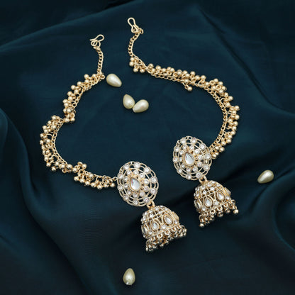 White Color Kundan Earrings Elegant Traditional Bridal Style Jewelry Design