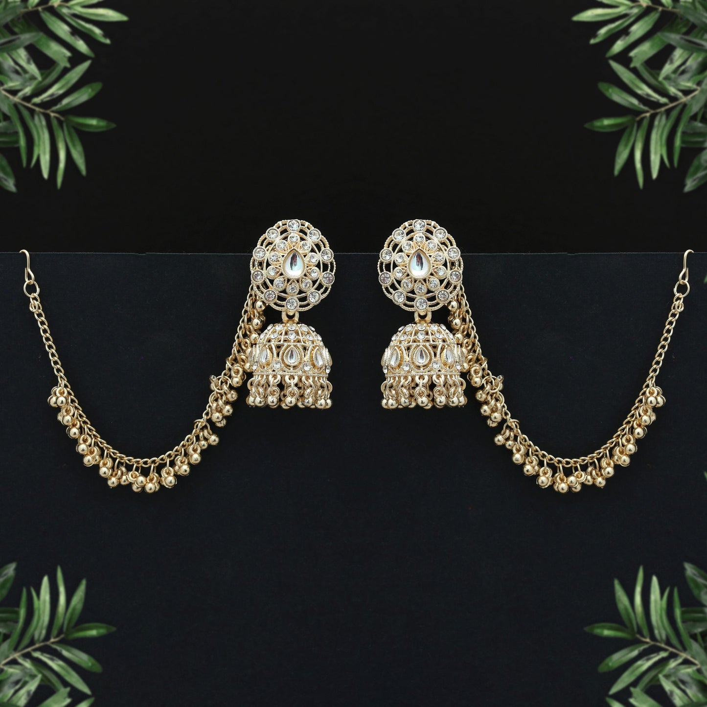 White Color Kundan Earrings Elegant Traditional Bridal Style Jewelry Design